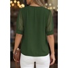 image:imagePRETTYGARDEN Womens Tops Dressy Casual Puff Sleeve Chiffon Blouses V Neck Business Work Shirts 2026 Summer Fashion ClothingArmy Green