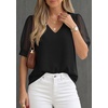 image:imagePRETTYGARDEN Womens Tops Dressy Casual Puff Sleeve Chiffon Blouses V Neck Business Work Shirts 2026 Summer Fashion ClothingBlack