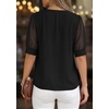 image:imagePRETTYGARDEN Womens Tops Dressy Casual Puff Sleeve Chiffon Blouses V Neck Business Work Shirts 2026 Summer Fashion ClothingBlack