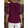 image:imagePRETTYGARDEN Womens Tops Dressy Casual Puff Sleeve Chiffon Blouses V Neck Business Work Shirts 2026 Summer Fashion ClothingBurgundy