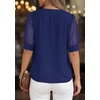 image:imagePRETTYGARDEN Womens Tops Dressy Casual Puff Sleeve Chiffon Blouses V Neck Business Work Shirts 2026 Summer Fashion ClothingDark Blue