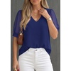 image:imagePRETTYGARDEN Womens Tops Dressy Casual Puff Sleeve Chiffon Blouses V Neck Business Work Shirts 2026 Summer Fashion ClothingDark Blue