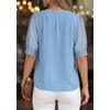 image:imagePRETTYGARDEN Womens Tops Dressy Casual Puff Sleeve Chiffon Blouses V Neck Business Work Shirts 2026 Summer Fashion ClothingLight Blue