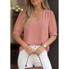 image:imagePRETTYGARDEN Womens Tops Dressy Casual Puff Sleeve Chiffon Blouses V Neck Business Work Shirts 2026 Summer Fashion ClothingPink