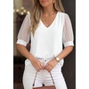 image:imagePRETTYGARDEN Womens Tops Dressy Casual Puff Sleeve Chiffon Blouses V Neck Business Work Shirts 2026 Summer Fashion ClothingWhite
