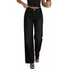 image:imagePRETTYGARDEN Womens Wide Leg Jeans High Waisted Stretchy Baggy Seamed Front Denim Palazzo Pants 2026 Summer Fashion ClothesBlack