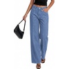 image:imagePRETTYGARDEN Womens Wide Leg Jeans High Waisted Stretchy Baggy Seamed Front Denim Palazzo Pants 2026 Summer Fashion ClothesSky Blue