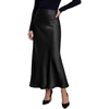 image:imagePRETTYGARDEN Womens 2026 Fall Fashion Maxi Long Skirts Trendy Silk Satin High Waisted A Line Mermaid Business Casual OutfitsBlack