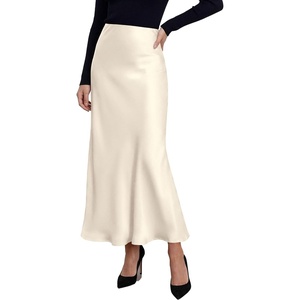 image:imagePRETTYGARDEN Womens 2026 Fall Fashion Maxi Long Skirts Trendy Silk Satin High Waisted A Line Mermaid Business Casual OutfitsBeige