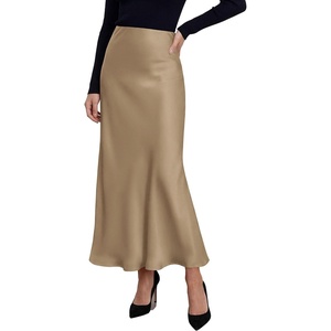 image:imagePRETTYGARDEN Womens 2026 Fall Fashion Maxi Long Skirts Trendy Silk Satin High Waisted A Line Mermaid Business Casual OutfitsKhaki