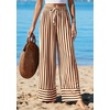 image:imagePRETTYGARDEN Womens Palazzo Pants 2026 Summer Striped Satin Wide Leg High Waisted Flowy Lounge Trousers PocketsStriped Apricot Red Brown