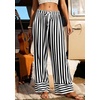 image:imagePRETTYGARDEN Womens Palazzo Pants 2026 Summer Striped Satin Wide Leg High Waisted Flowy Lounge Trousers PocketsStriped Black White