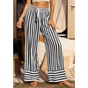 image:imagePRETTYGARDEN Womens Palazzo Pants 2026 Summer Striped Satin Wide Leg High Waisted Flowy Lounge Trousers PocketsStriped Black White