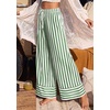 image:imagePRETTYGARDEN Womens Palazzo Pants 2026 Summer Striped Satin Wide Leg High Waisted Flowy Lounge Trousers PocketsStriped Green White