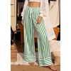 image:imagePRETTYGARDEN Womens Palazzo Pants 2026 Summer Striped Satin Wide Leg High Waisted Flowy Lounge Trousers PocketsStriped Green White