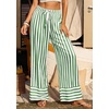 image:imagePRETTYGARDEN Womens Palazzo Pants 2026 Summer Striped Satin Wide Leg High Waisted Flowy Lounge Trousers PocketsStriped Green White
