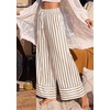 image:imagePRETTYGARDEN Womens Palazzo Pants 2026 Summer Striped Satin Wide Leg High Waisted Flowy Lounge Trousers PocketsStriped Khaki White