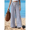 image:imagePRETTYGARDEN Womens Palazzo Pants 2026 Summer Striped Satin Wide Leg High Waisted Flowy Lounge Trousers PocketsStriped Navy White