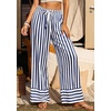 image:imagePRETTYGARDEN Womens Palazzo Pants 2026 Summer Striped Satin Wide Leg High Waisted Flowy Lounge Trousers PocketsStriped Navy White