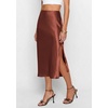 image:imagePRETTYGARDEN Womens Satin Skirt 2026 Summer Silk Business Casual High Waisted A Line Flowy Work Wedding Cocktail Midi SkirtsBrown