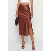 image:imagePRETTYGARDEN Womens Satin Skirt 2026 Summer Silk Business Casual High Waisted A Line Flowy Work Wedding Cocktail Midi SkirtsBrown