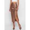 image:imagePRETTYGARDEN Womens Satin Skirt 2026 Summer Silk Business Casual High Waisted A Line Flowy Work Wedding Cocktail Midi SkirtsCoffee