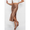 image:imagePRETTYGARDEN Womens Satin Skirt 2026 Summer Silk Business Casual High Waisted A Line Flowy Work Wedding Cocktail Midi SkirtsCoffee