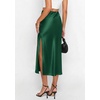 image:imagePRETTYGARDEN Womens Satin Skirt 2026 Summer Silk Business Casual High Waisted A Line Flowy Work Wedding Cocktail Midi SkirtsDark Green