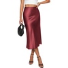 image:imagePRETTYGARDEN Womens Satin Skirt 2026 Summer Silk Business Casual High Waisted A Line Flowy Work Wedding Cocktail Midi SkirtsBurgundy