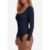image:imagePRETTYGARDEN Bodysuits for Women 2026 Fall Long Sleeve Body Suits Scoop Neck Ribbed Knit Fitted Basic Tops Soft Tee ShirtsNavy Blue