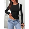 image:imagePRETTYGARDEN Long Sleeve Shirts for Women 2026 Fall Casual Boat Neck Tight Slim Fit Layering Basic T Shirt Going Out TopsBlack