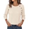 image:imagePRETTYGARDEN Long Sleeve Shirts for Women Waffle Knit Tops Fall Fashion 2026 Dressy Casual Loose Tunic Blouse Winter ClothingBeige