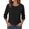 image:imagePRETTYGARDEN Long Sleeve Shirts for Women Waffle Knit Tops Fall Fashion 2026 Dressy Casual Loose Tunic Blouse Winter ClothingBlack