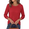 image:imagePRETTYGARDEN Long Sleeve Shirts for Women Waffle Knit Tops Fall Fashion 2026 Dressy Casual Loose Tunic Blouse Winter ClothingRed