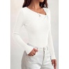 image:imagePRETTYGARDEN Womens 2026 Early Fall Fashion Long Sleeve T Shirts Asymmetrical Ribbed Fitted Trendy Going Out Tops Y2K OutfitsWhite