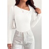 image:imagePRETTYGARDEN Womens 2026 Early Fall Fashion Long Sleeve T Shirts Asymmetrical Ribbed Fitted Trendy Going Out Tops Y2K OutfitsWhite