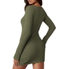 image:imagePRETTYGARDEN Womens Fall Bell Long Sleeve Mini Dress 2026 Casual Boat Neck Ribbed Bodycon Short Party Cocktail DressesArmy Green