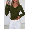 image:imagePRETTYGARDEN Womens Long Sleeve Shirts 2026 Fall Outfits Cowl Neck Ruched Slim Fitted Going Out Tops Y2K Fashion ClothingArmy Green