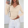image:imagePRETTYGARDEN Womens Long Sleeve Shirts 2026 Fall Outfits Cowl Neck Ruched Slim Fitted Going Out Tops Y2K Fashion ClothingBeige