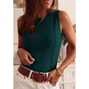 image:imagePRETTYGARDEN Sleeveless Tops for Women 2026 Summer Ribbed Tank Top Fitted Shirts Basic Tees Cute Spring Going Out Y2k ClothesDark Green