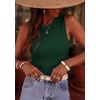 image:imagePRETTYGARDEN Sleeveless Tops for Women 2026 Summer Ribbed Tank Top Fitted Shirts Basic Tees Cute Spring Going Out Y2k ClothesForest Green