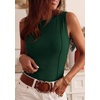 image:imagePRETTYGARDEN Sleeveless Tops for Women 2026 Summer Ribbed Tank Top Fitted Shirts Basic Tees Cute Spring Going Out Y2k ClothesForest Green