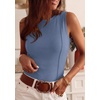 image:imagePRETTYGARDEN Sleeveless Tops for Women 2026 Summer Ribbed Tank Top Fitted Shirts Basic Tees Cute Spring Going Out Y2k ClothesGrey Blue