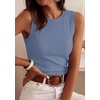 image:imagePRETTYGARDEN Sleeveless Tops for Women 2026 Summer Ribbed Tank Top Fitted Shirts Basic Tees Cute Spring Going Out Y2k ClothesGrey Blue