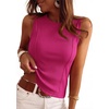 image:imagePRETTYGARDEN Sleeveless Tops for Women 2026 Summer Ribbed Tank Top Fitted Shirts Basic Tees Cute Spring Going Out Y2k ClothesRose Red