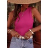 image:imagePRETTYGARDEN Sleeveless Tops for Women 2026 Summer Ribbed Tank Top Fitted Shirts Basic Tees Cute Spring Going Out Y2k ClothesRose Red