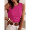 image:imagePRETTYGARDEN Sleeveless Tops for Women 2026 Summer Ribbed Tank Top Fitted Shirts Basic Tees Cute Spring Going Out Y2k ClothesRose Red