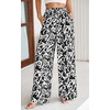 image:imagePRETTYGARDEN Womens Pants Elastic Waist Floral Lightweight Palazzo Pants for Women Casual Lounge Wide Leg Pants WomanBlack Flower