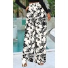 image:imagePRETTYGARDEN Womens Pants Elastic Waist Floral Lightweight Palazzo Pants for Women Casual Lounge Wide Leg Pants WomanBlack White Flower