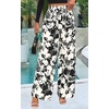 image:imagePRETTYGARDEN Womens Pants Elastic Waist Floral Lightweight Palazzo Pants for Women Casual Lounge Wide Leg Pants WomanBlack White Flower